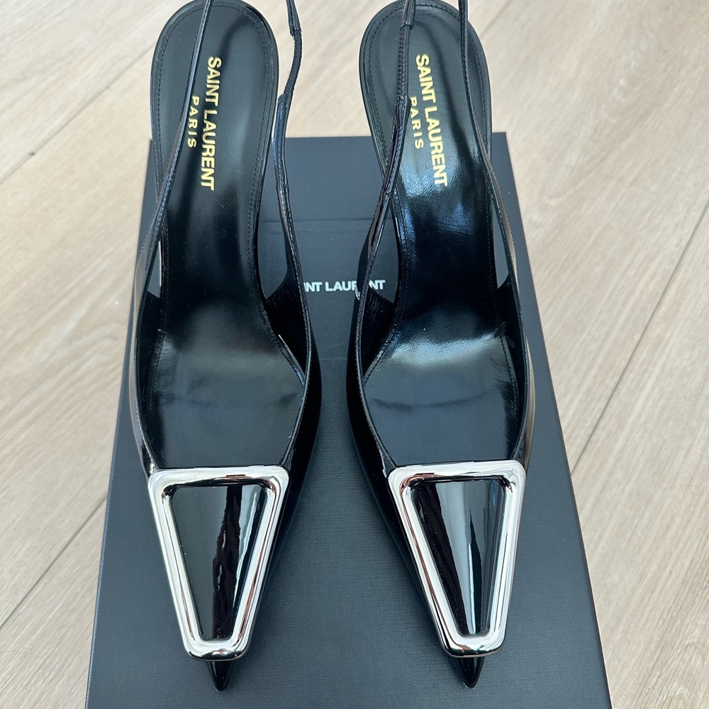 Saint Laurent Black Slingback Heels